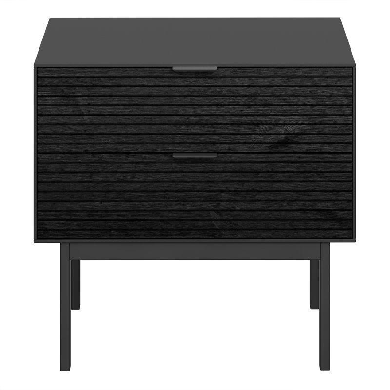 Maden 54.3cm W Manufactured Wood Bedside Table, Black