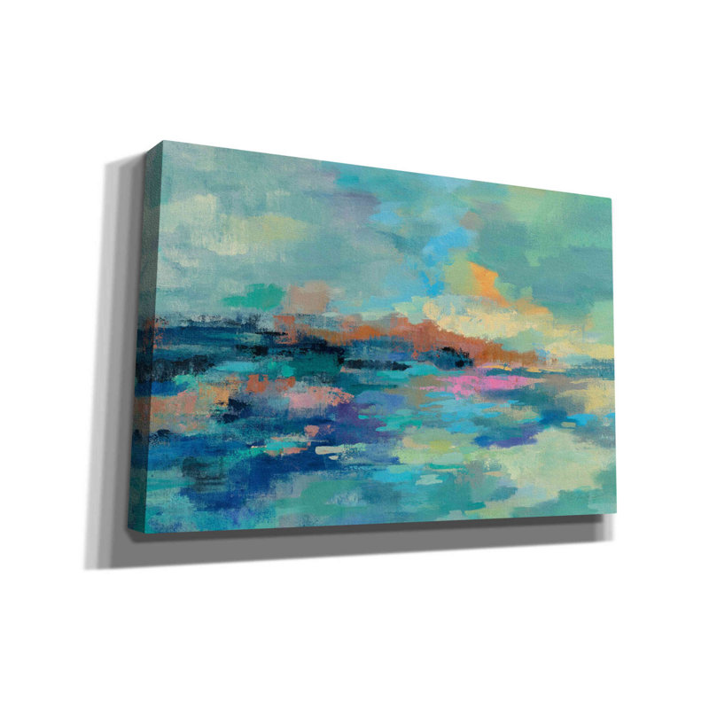 «Summer Seaside» par Silvia Vassileva - peinture sur toile tendue, H 12 po x l 18 po x P 0,75 po