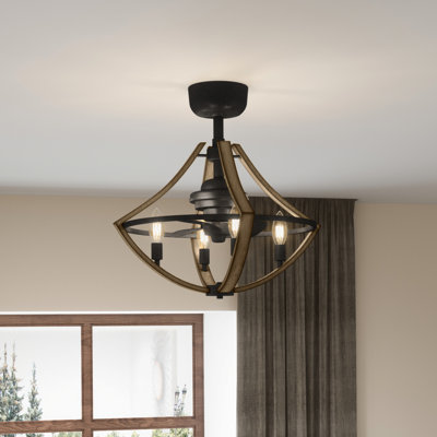 Ventilateur de plafond en cage à 3 pales avec télécommande et ensemble d'éclairage inclus
