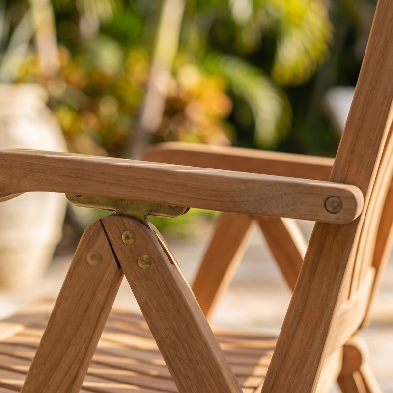Folding Teak Patio Dining ArmChair