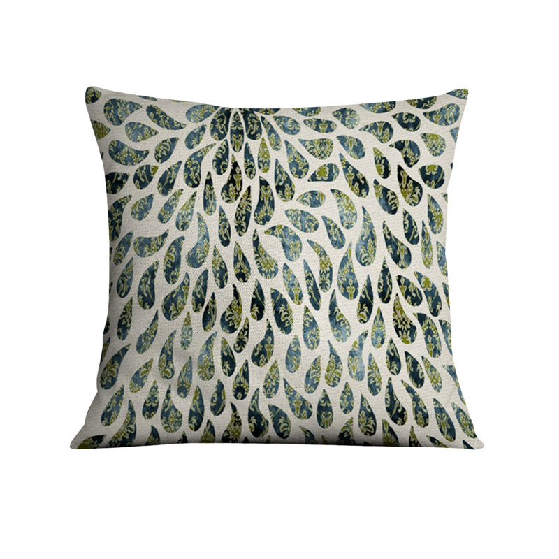 Coussin décoratif avec insert, H 18 po x l 18 po, Vert / cachemire beige 2