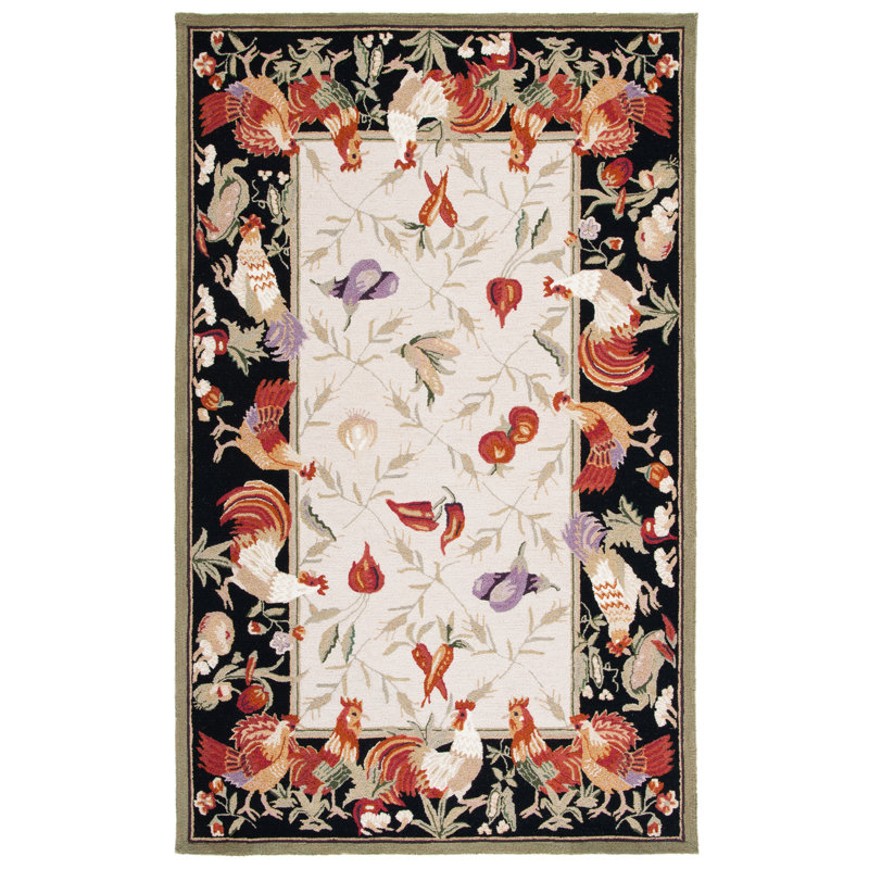 Multicolor Floral Hand-Knotted Wool Area Rug, 4' x 6'