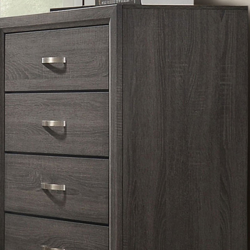 Mobilier de chambre à coucher style contemporain à deux tons avec pieds en bois et barre de nickel, Gris