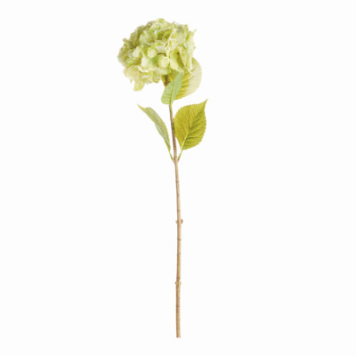 Hortensia Mop Realistic Faux Mophead Hydrangea Stems 30.5 in. Green, Set of 4