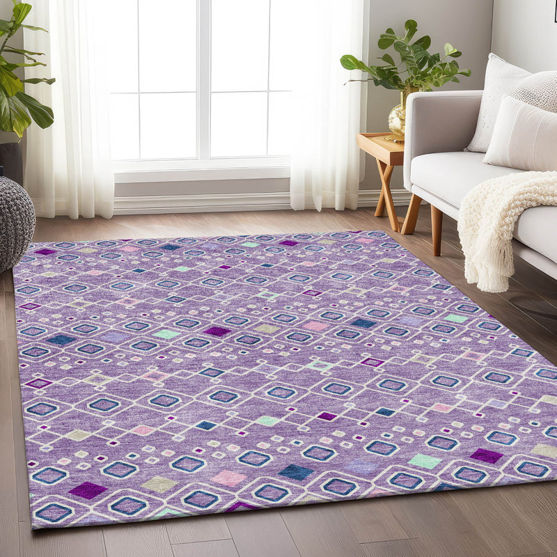 Tapis lavande lavable à la machine de qualité supérieure Prisco, Rectangle 9 pi x 12 pi