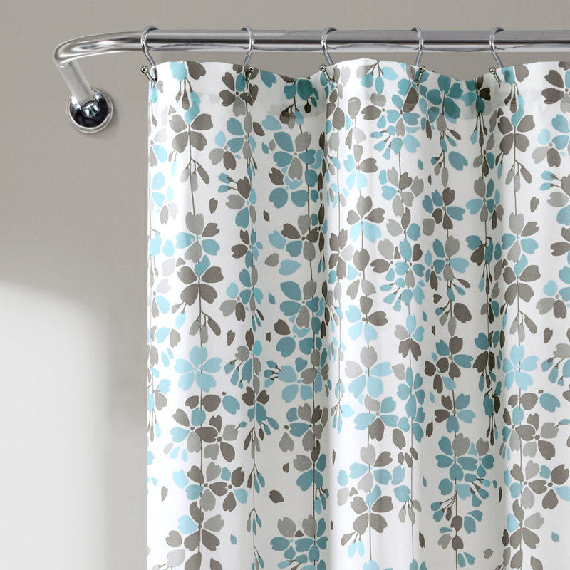 Weeping Flower Floral Single Shower Curtain, Blue