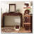 Classic Wood Vanity Desk with Flip Mirror, 3-in-1 Dressing Table with 2 Drawers and Storage Space-1559988270