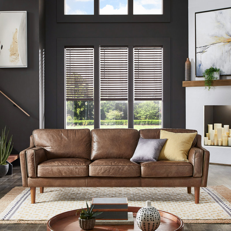 Hewett Tan Oxford Leather Sofa