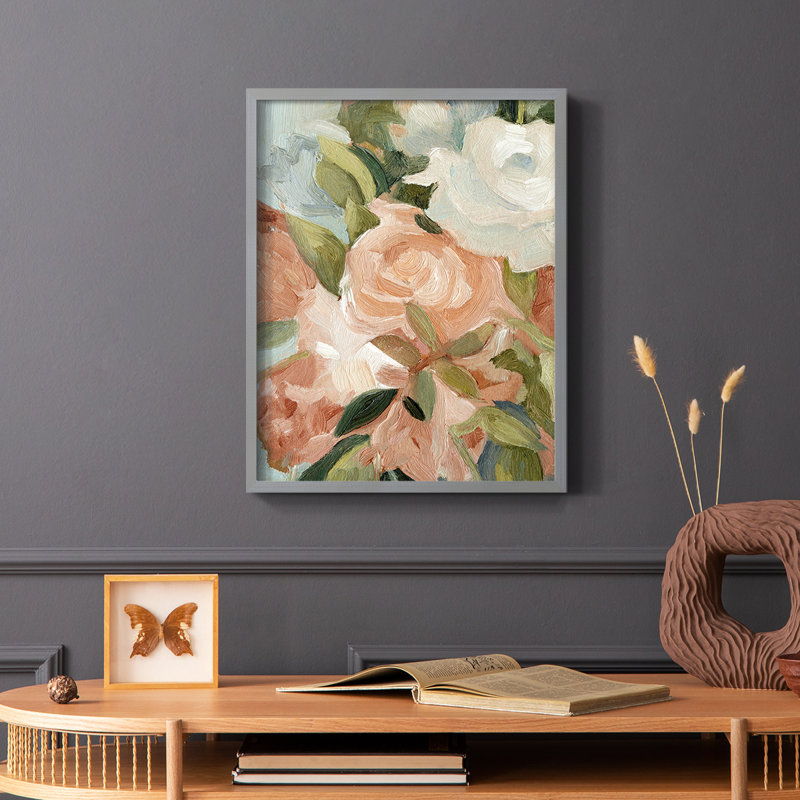 Bouquet Scatter III, reproduction encadrée - bois massif, Gris, H 10 po x l 8 po