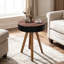Table basse ronde de 40 cm (15,7 pouces), style campagne américaine, s'harmonisant avec de nombreux styles, idéale pour les petits espaces, table d'appoint noire et marron avec plateau, décoration fonctionnelle idéale pour le salon.