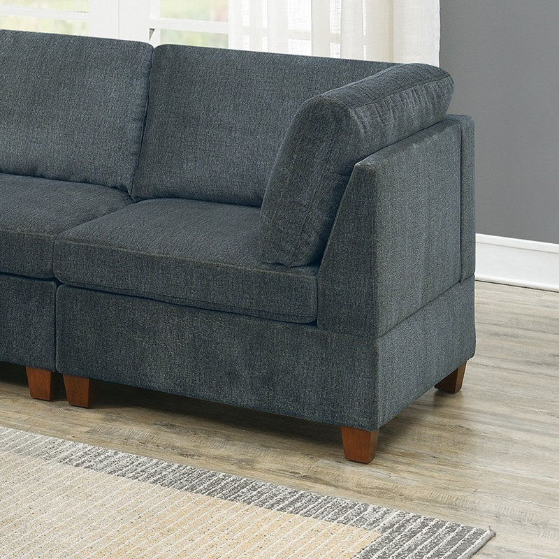 Ensemble de canapé modulaire en chenille gris 6 pièces