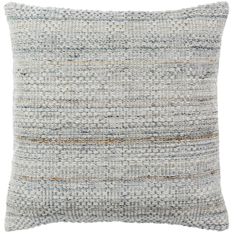  Gray Striped Throw Pillow Square, 20" x 20", Polyester/Polyfill