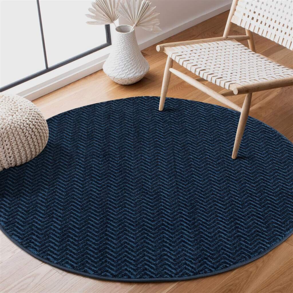 Teppich Fancy 805 Kurzflor Wohnzimmer -Blau - Mit 3D-Effekt - Raute Muster Für Schlafzimmer Flur Esszimmer Parik