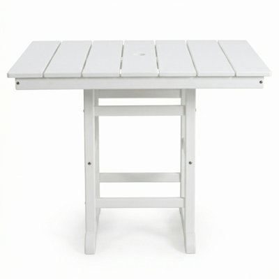 Table de salle à manger 1 pièce carrée en PEHD avec plateau amovible à 2 panneaux, L 37,8 po x l 37,8 po x H 29,52 po, table d'extérieur toutes saisons