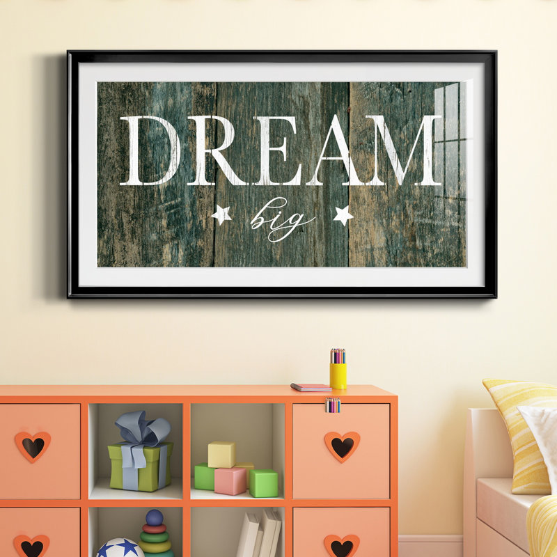 «Dream Big» - reproduction d'art encadrée de qualité supérieure - prête à être accrochée, H 14,5 po x l 26,5 po x P 1,5 po