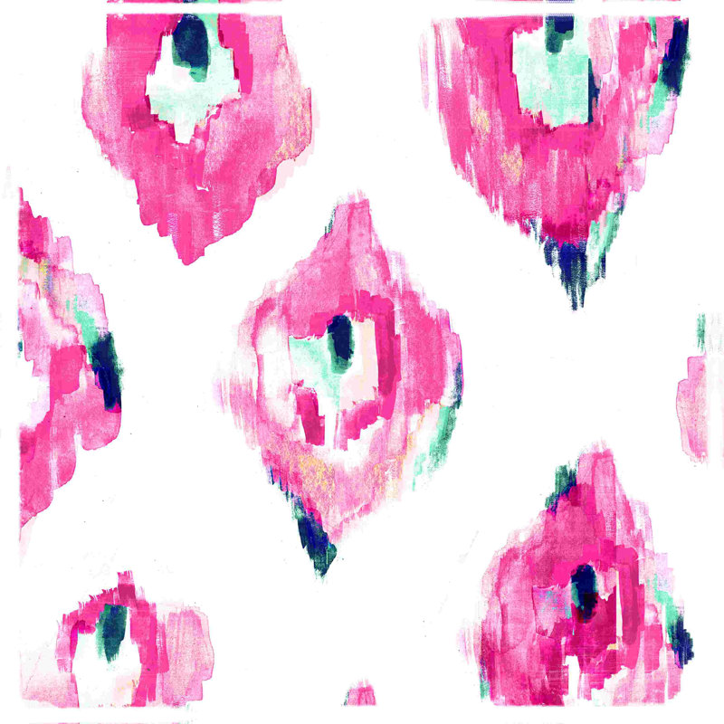 Blush, aquarelle marine, motif Ikat - peinture sur toile tendue, H 36 po x l 36 po