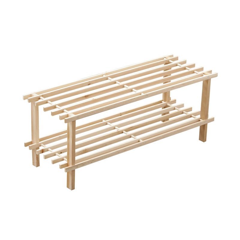 6 Pair Solid Wood Shoe Rack, Natural
