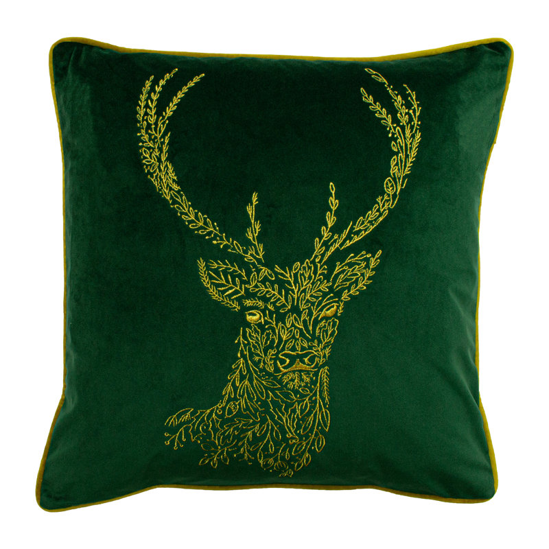 Geometric Square Cushion, Emerald/Gold