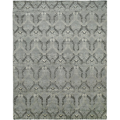Damask Area Rug in Gray