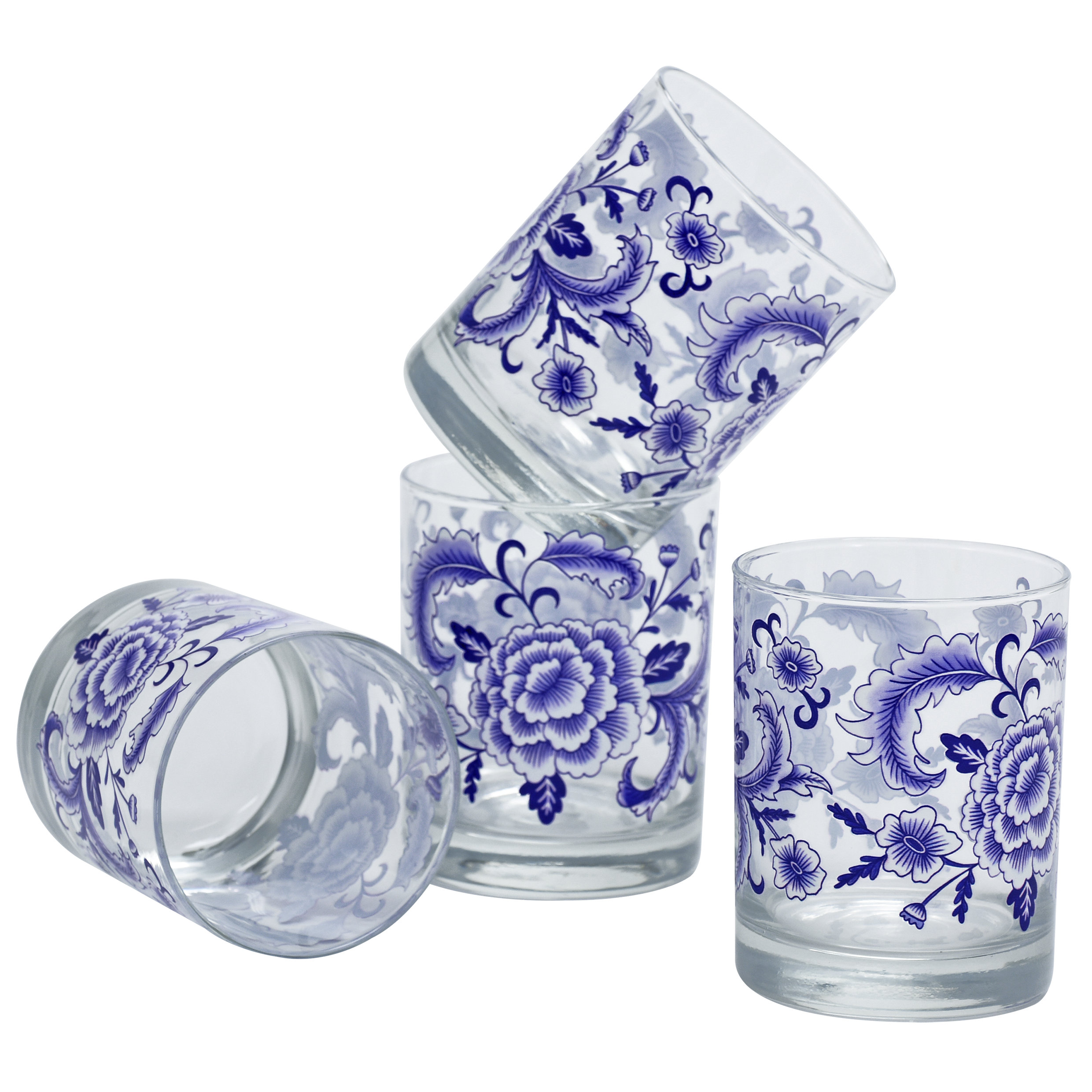 Chinoiserie Blue Stemless Wine Glass