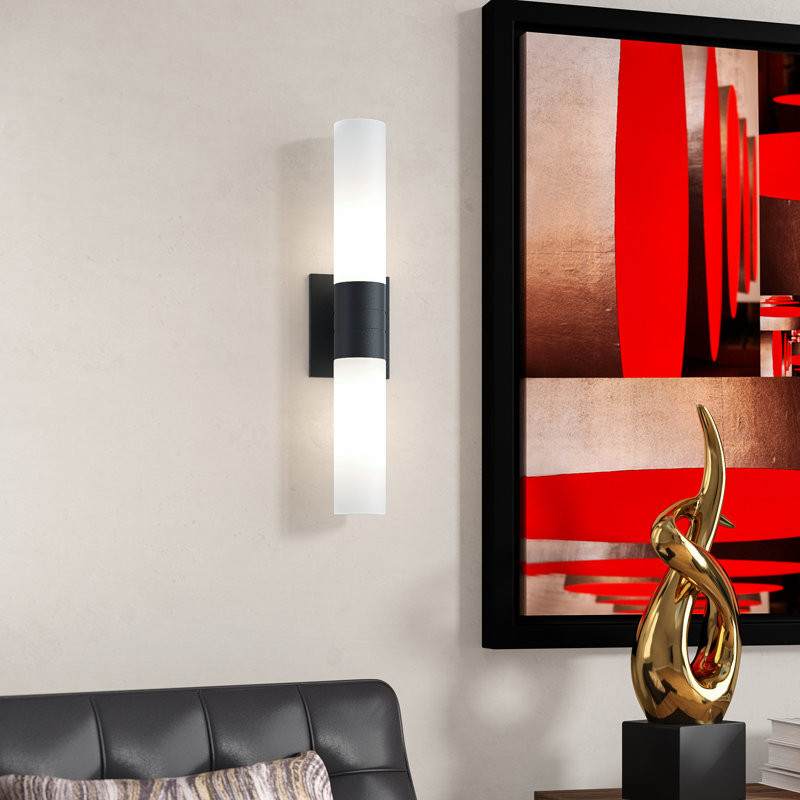 Hoddesd Armed Sconce, Textured Black, 2 x 13W T3 GU24 Fluorescent