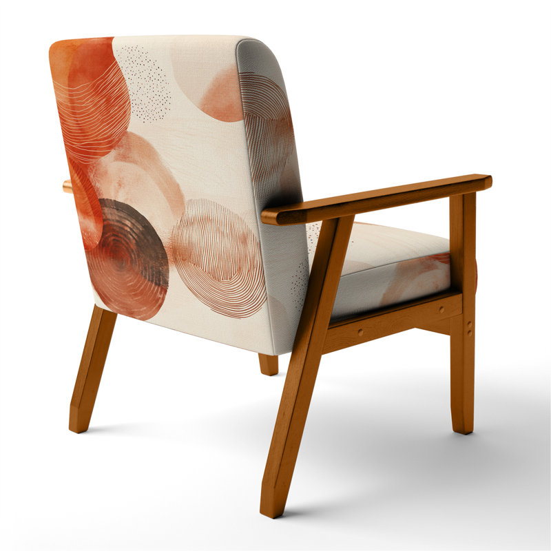 Chaise abstraite rembourrée - Fauteuil Boho, Accoudoirs carrés bruns