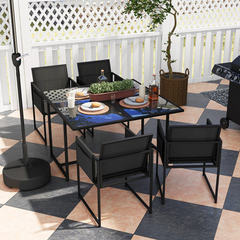 Steel Patio Dining Set Table,