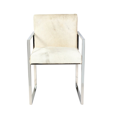 Stainless Steel Grey Cowhide Chair