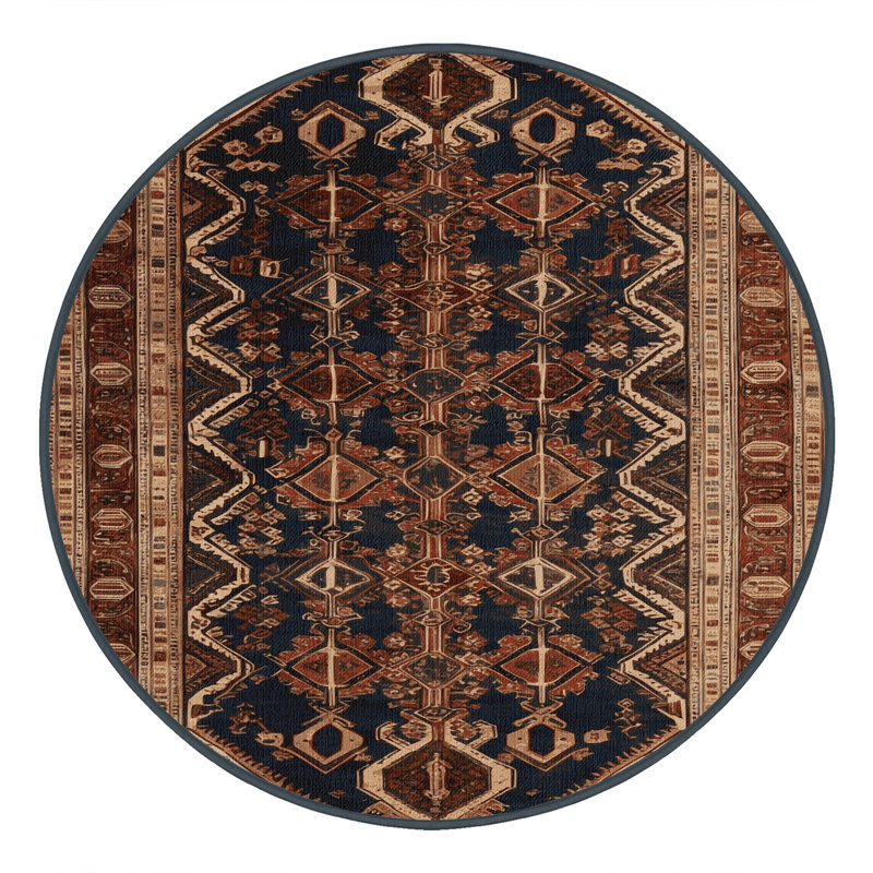 Tapis brun lavable à la machine, Rond 3 pi