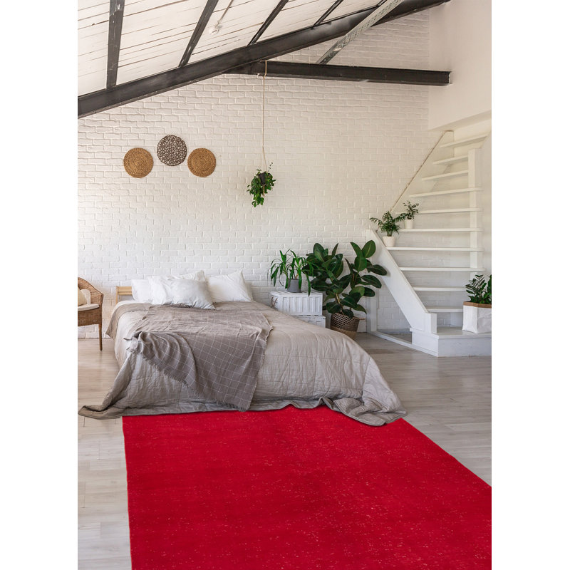 Tapis rouge foncé en laine noué à la main de conception unique 2000 pi 5 pi 10 po x 8 pi 10 po Olar