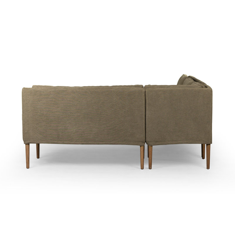 Aurelia Modular 3-Piece Slipcover Sectional, Broadway Olive Linen, 34.5" H x 99" W x 76" D, Right Hand Facing