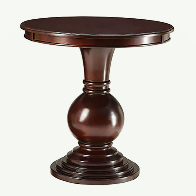 Espresso Accent Table With Pedestal Base