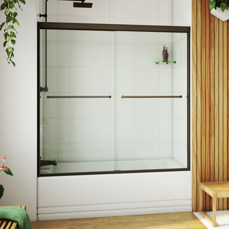 Porte de baignoire sans cadre 60 "x 55,38" Leter, Bronze huilé anodisé