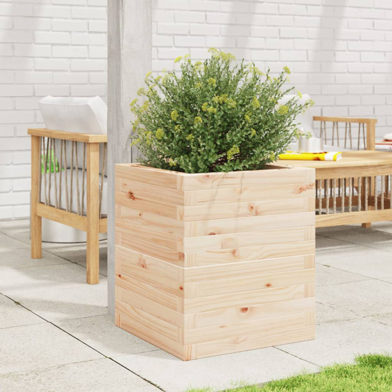Amiela Planter Box, Natural Pine, 46cm H x 40cm W x 40cm D