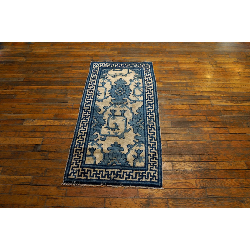 Petit tapis bleu et blanc Ningxia