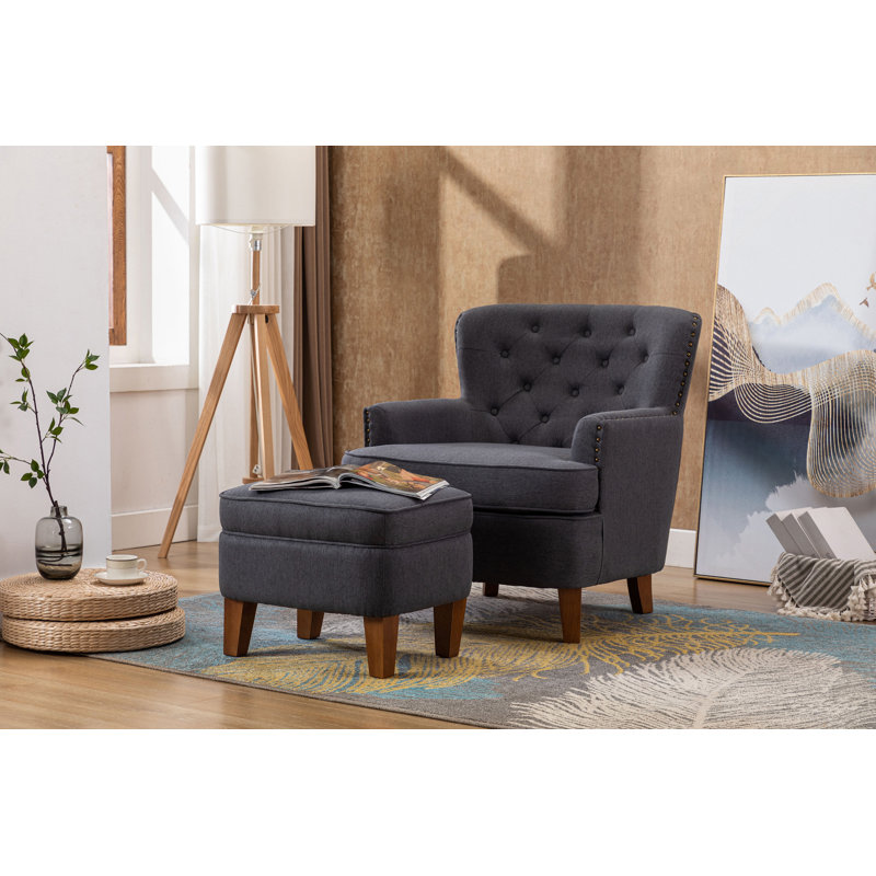 Arrison Upholstered Armchair, Dark Gray Polyester Blend