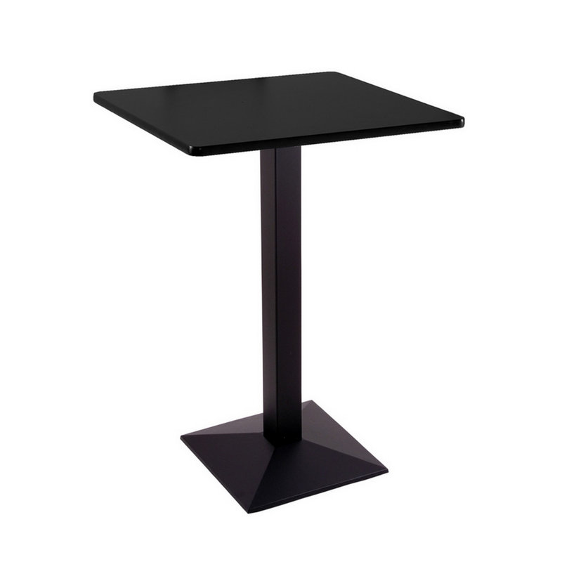 Table à piédestal à hauteur de bar, H 42 po x L 30 po x l 30 po, Noir