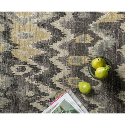 Tapis gris anthracite / péridot noué à la main Transcend