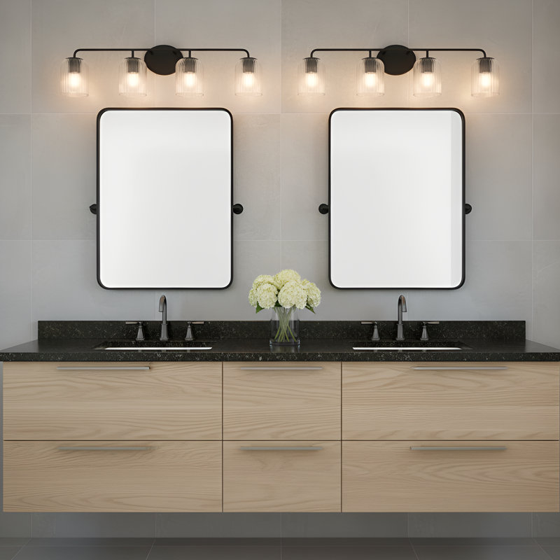 Grand meuble-lavabo Eisele de Génération Éclairage , Nuit noire, H 8,75 po x l 33,75 po x P 6 po, Quatre lumières