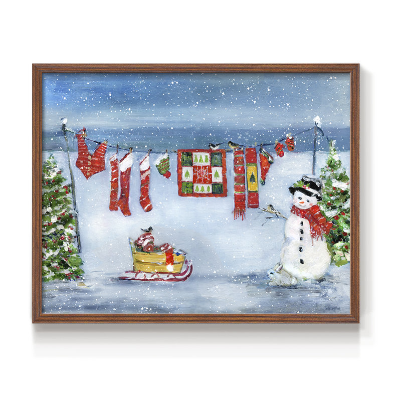 Holiday Holiday - Imprimé encadré - Restickable, H 16 po x l 20 po, Noyer