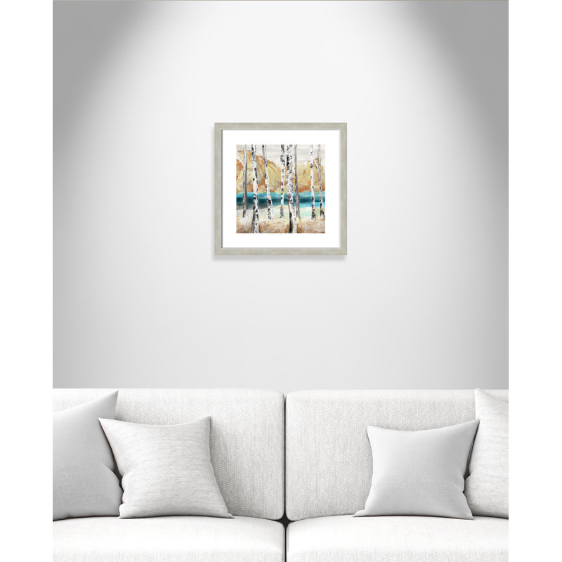 Trees I - Peinture encadrée, Cadre argent, H 17,5 po x l 17,5 po x P 1,13 po