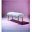 Banc Bagley II en fausse fourrure blanche et finition or Design simple, confortable et durable, banc multifonctionnel