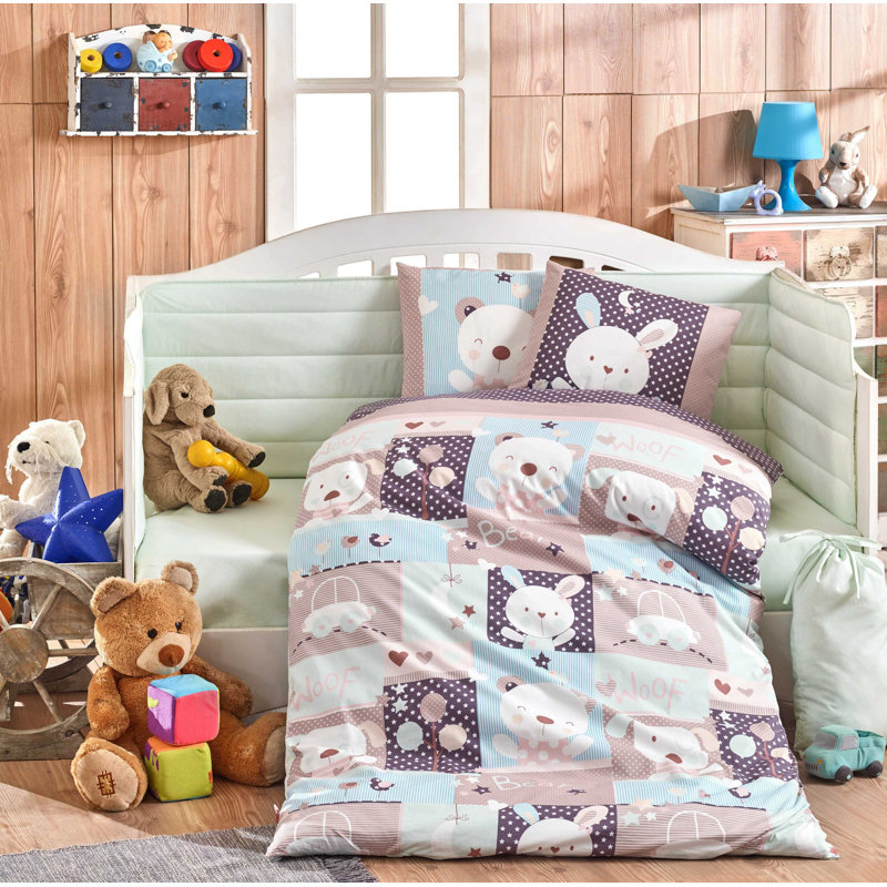 Ensemble de housse de couette 100% coton 4 pièces Fullmer, Menthe