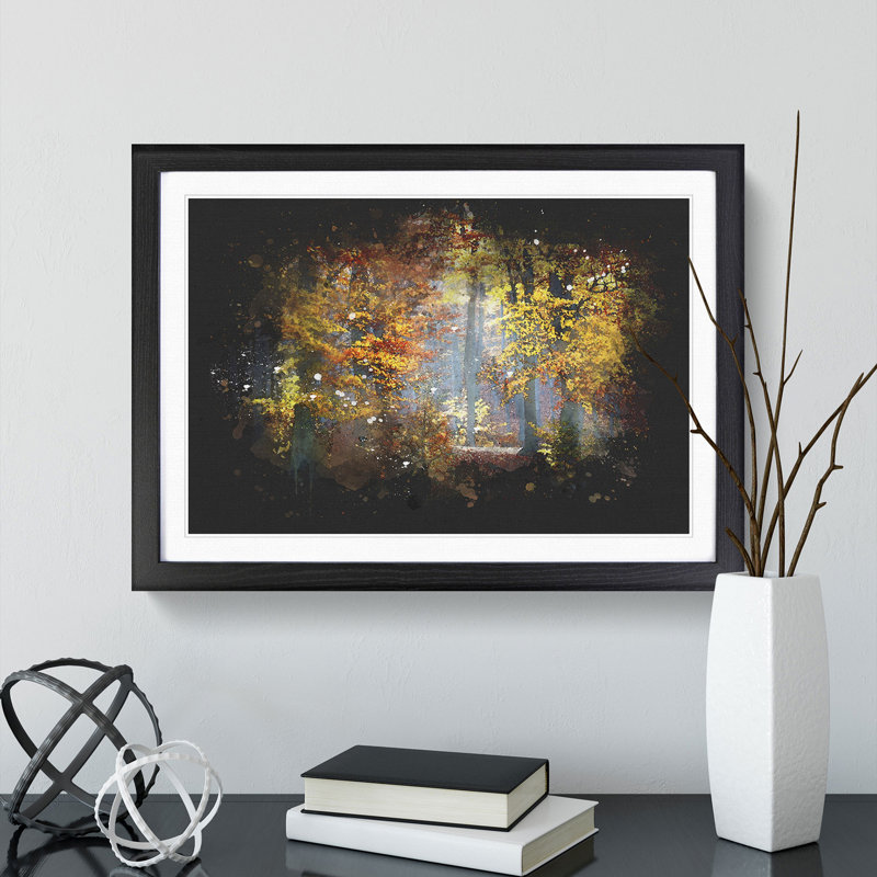 Autumn Forest Vol.3 Paint Splash - Picture Frame Graphic Art, Black, 27cm H x 36cm W x 2cm D
