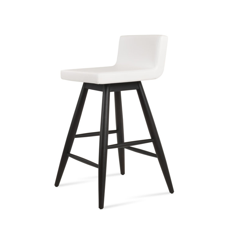 Tabouret de bar et de comptoir Dallas Baba, Tabouret de bar (siège d'une hauteur de 29 po), Wengé, Blanc