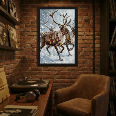 Animaux, renne dans un paysage d'hiver enneigé