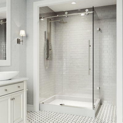 Elan E-class 48" W x 36" D x 82" H Sliding Frameless Shower Enclosure with 3/8" Clear Glass&Base