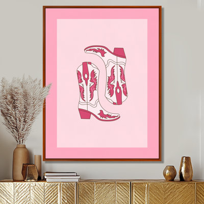 Pink Cowboy Boots - Cowgirls Wall Art Living Room