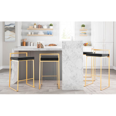 Derik Stackable Counter & Bar Stool with Velvet Cushion