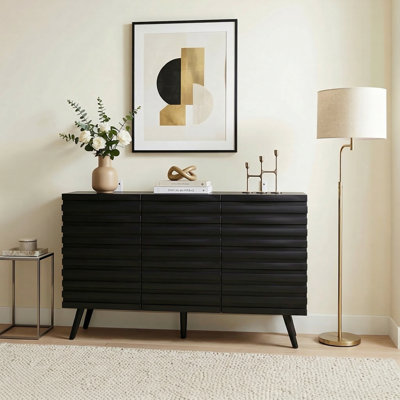 Modern Black 3-Door Cabinet With Adjustable Shelves